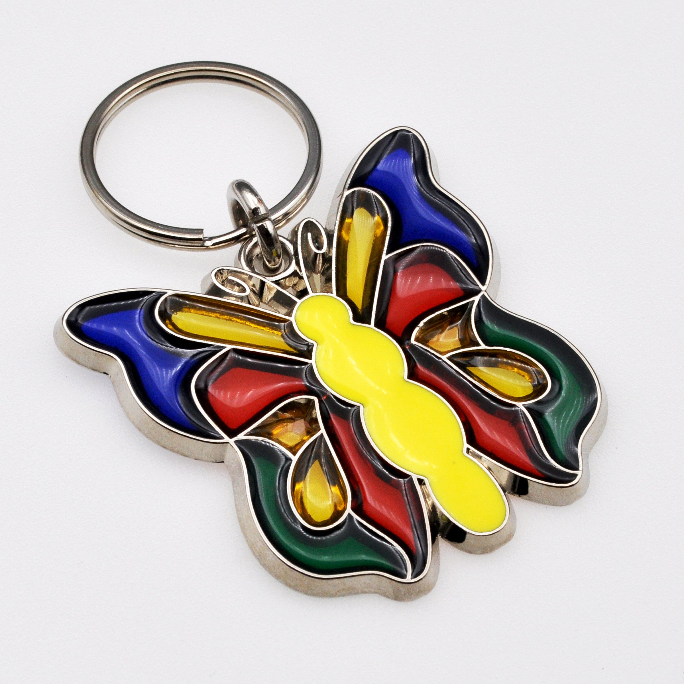 Stained Glass Butterfly Shape Key Ring