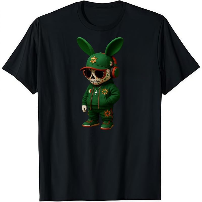 Fashion Designer T Shirts Cotton Graphic Tees With Mexican Cool Skull Bunny Graphic Tee,Praise the Lord, Graphic Tees StreetwearUnisex