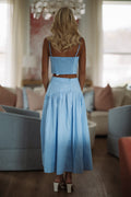 Wink & Dots Maxi Skirt - Light Blue and White