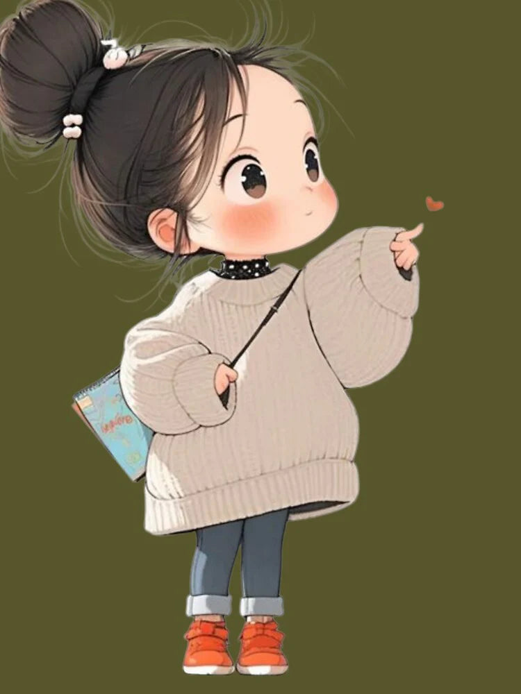 Adorable Aesthetic Anime Girl with Messy Bun Illustration by GunnuDesigns Unisex T-shirt, Sweatshirt, Hoodie, Long Sleeve Tee