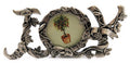 Pewter picture frame of the letters J-O-Y and the picture is held inside the letter O pf90